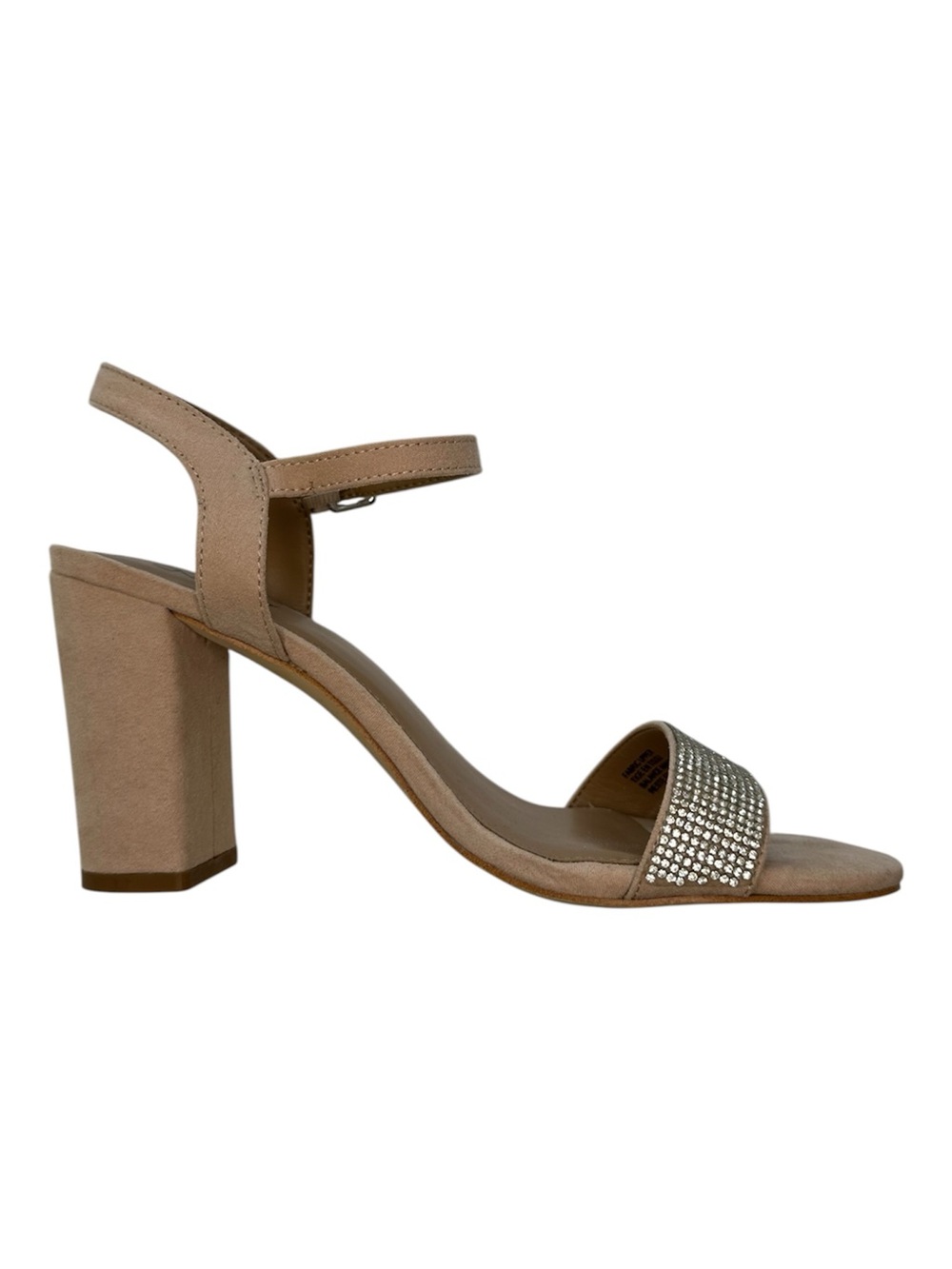 Abound Block Heel Sandal Nude Suede Rhinestone Strap Steph Women’s Size 7